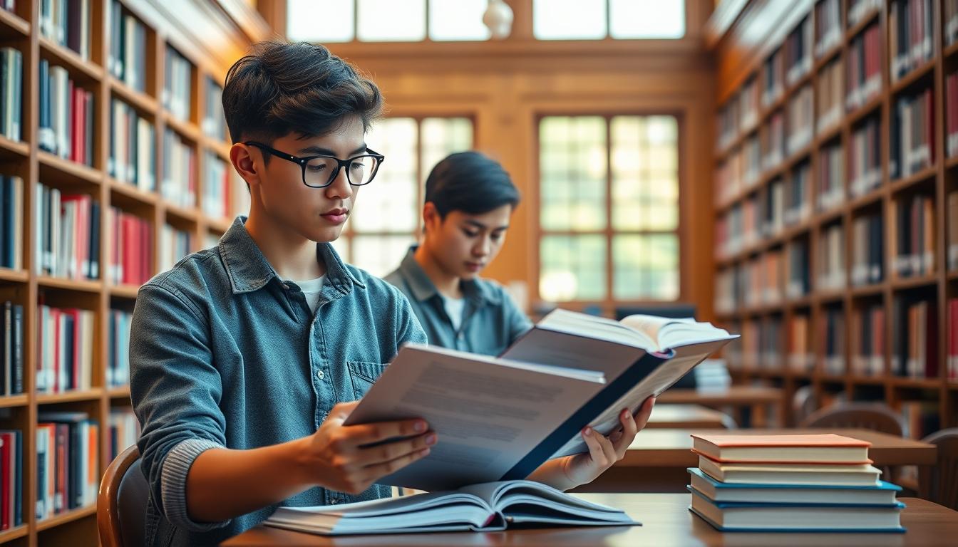 Student preparing for exams with study materials